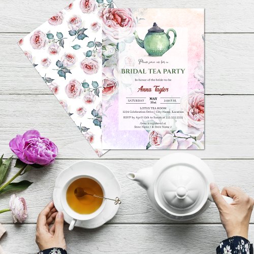 Elegant Floral Bridal Tea Party Invitation