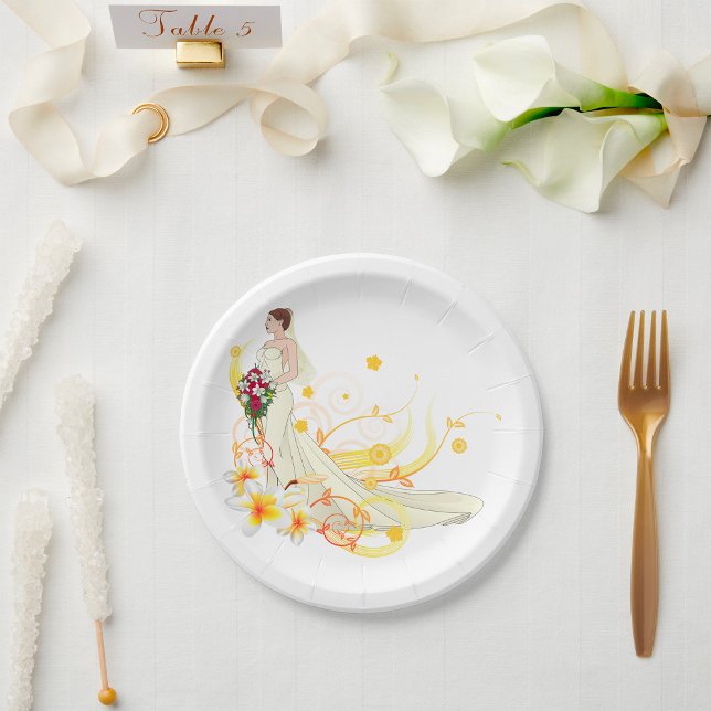 Elegant Floral Bride Romantic Wedding Design  Paper Plates (Creator Uploaded)