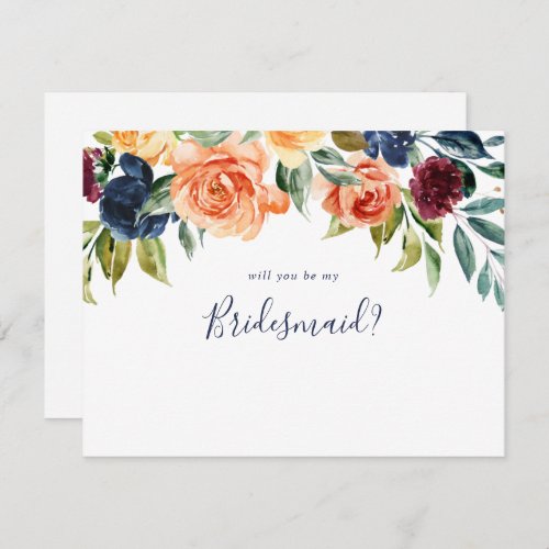 Elegant Floral Bridesmaid Proposal Note Card