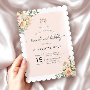 Elegant Floral Brunch and Bubbly invitations