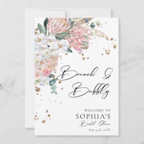 Elegant Floral Brunch  Bubbly Bridal Shower Invit Invitation