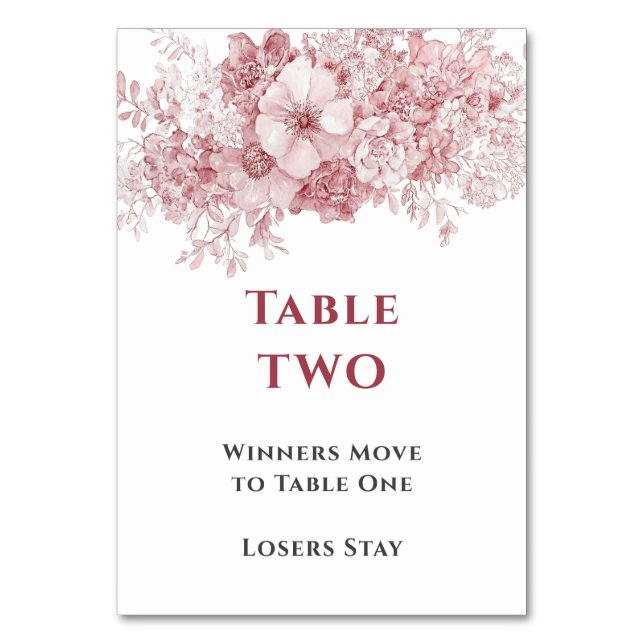 Elegant Floral Bunco Table Two Number (Front)