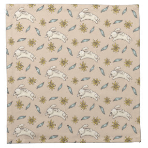 Elegant Floral Bunny Pattern Easter   Cloth Napkin