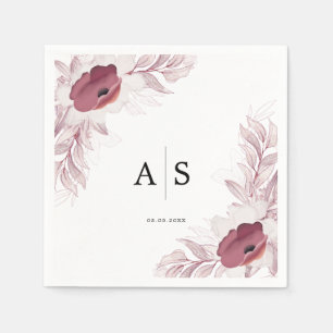 Elegant floral Burgunder-red-white Napkins