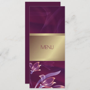 Elegant Floral Burgundy Gold Menu Card