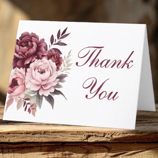 Elegant Floral Burgundy Peony Wedding Thank You (Creator Uploaded)