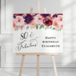 Elegant Floral Burgundy Pink 80th Birthday Party Foam Board<br><div class="desc">Elegant 80th birthday party welcome sign and photo prop featuring "80 & Fabulous" in a stylish calligraphy script and watercolor bouquets of burgundy red and blush pink florals with light sage greenery.</div>