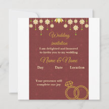 Elegant Floral Burgundy Wedding Invitation