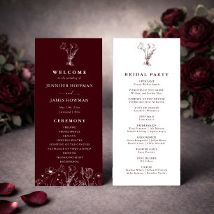 Elegant Floral Burgundy Wedding  Program
