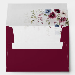 Elegant Floral Burgundy Wedding Return Address Envelope