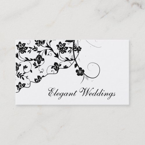 Elegant Floral Business Card Black &amp; White