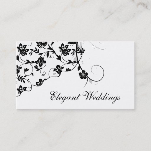 Customizable Elegant Floral Business Card Black &amp; White