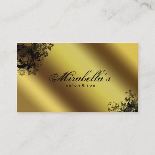 Customizable Elegant Floral Business Card Salon Spa Gold 2