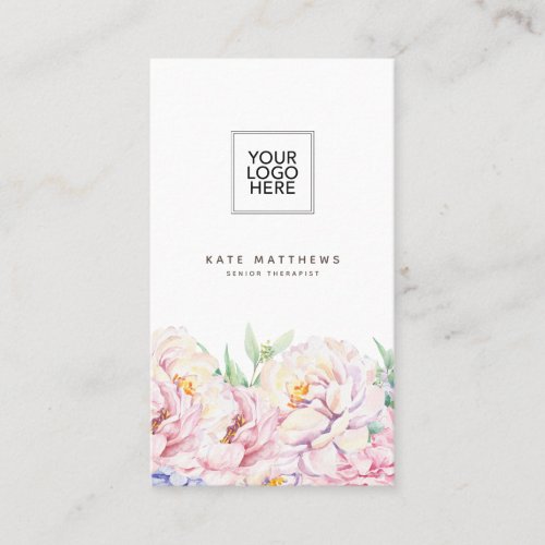 Elegant Floral Business Card with QR code 