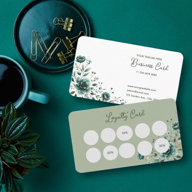 Elegant Floral Business & Loyalty Card (Creator Uploaded)