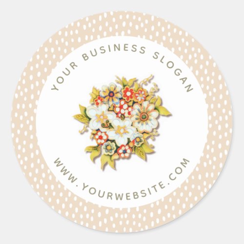 Elegant Floral Business Promotional Company Logo Classic Round Sticker