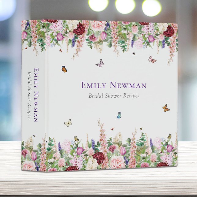 Elegant Floral & Butterflies Bridal Shower 3 Ring Binder (Creator Uploaded)