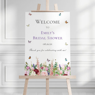 Elegant Floral & Butterflies Bridal Shower Welcome Foam Board