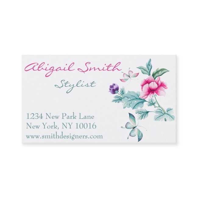 Elegant Floral & Butterflies Business Card