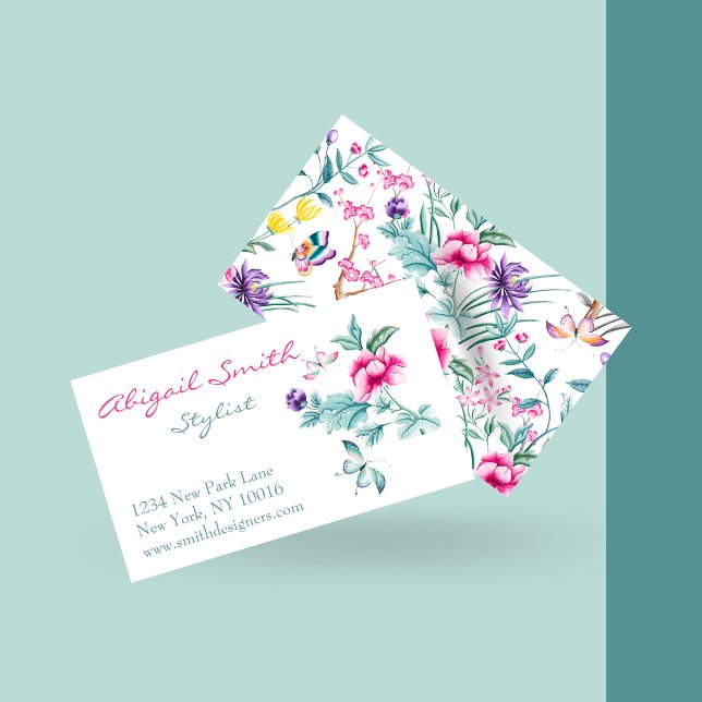 Elegant Floral & Butterflies Business Card (Creator Uploaded)