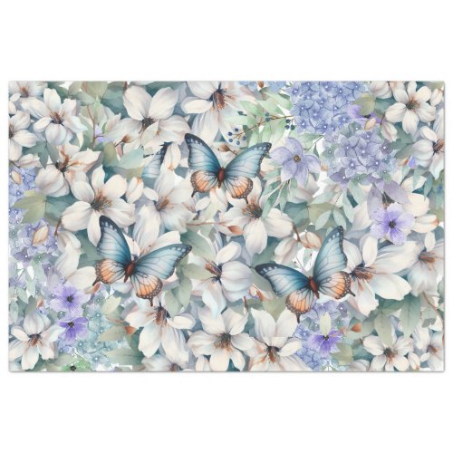 Elegant Floral Butterflies Decoupage  Tissue Paper