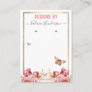 Elegant Floral Butterflies Earring Display Business Card