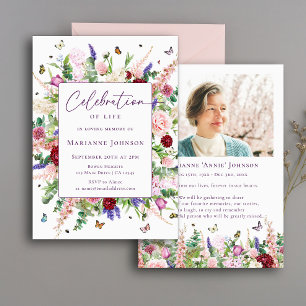 Elegant Floral Butterflies Memorial Invitation