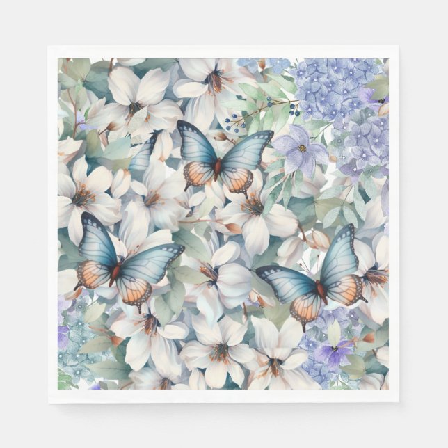 Elegant Floral & Butterflies Napkins (Front)
