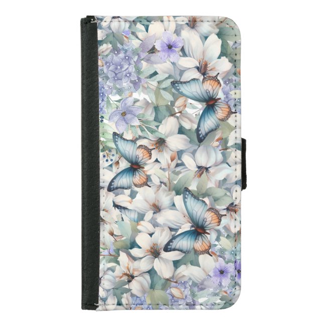 Elegant Floral Butterflies Samsung Galaxy Wallet Case (Front)