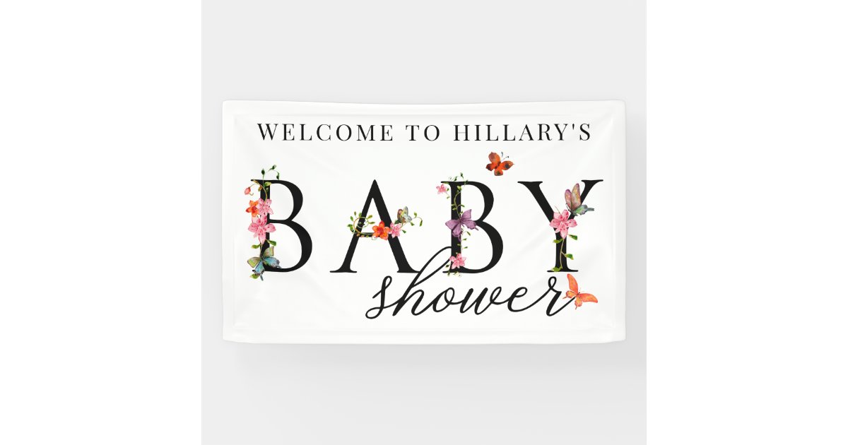 Elegant Floral Butterfly Baby Shower Banner Zazzle Com