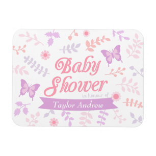 Elegant Floral Butterfly Baby Shower Party Favors Magnet