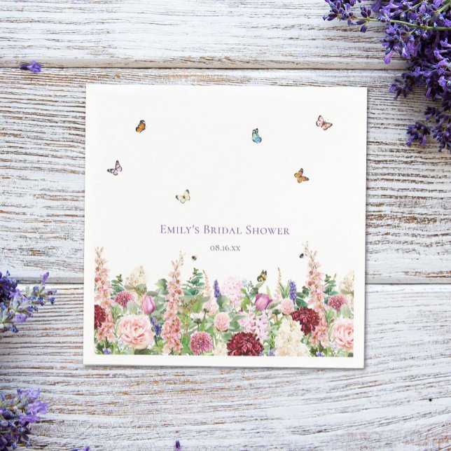 Elegant Floral Butterfly Bridal Shower Napkins (Creator Uploaded)