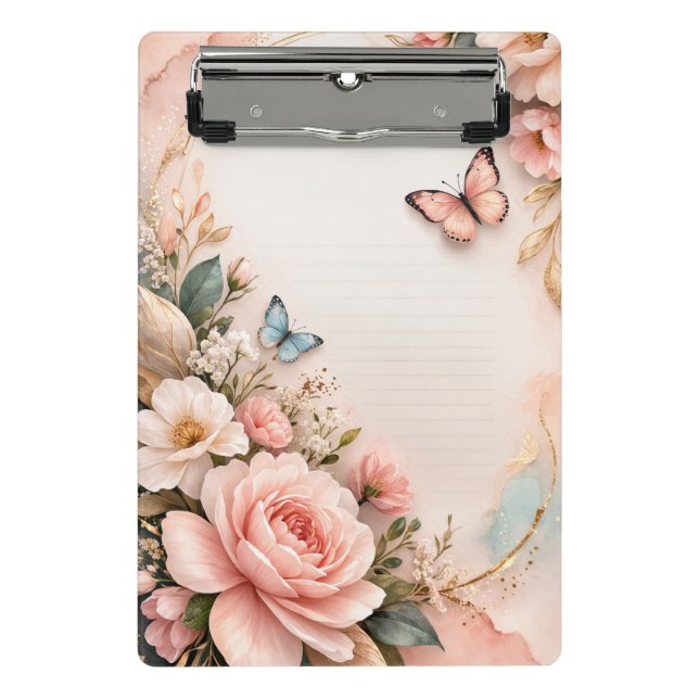 Elegant Floral Butterfly Clipboard (Front)