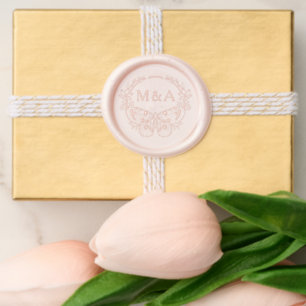 Elegant Floral Butterfly Custom Initials Wedding Wax Seal Sticker