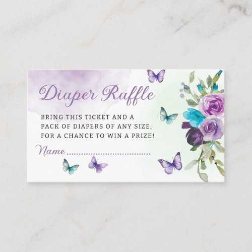 Elegant Floral Butterfly Diaper Raffle Baby Shower Enclosure Card