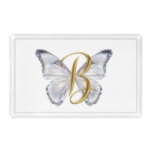 Elegant Floral Butterfly Letter B - Artistic Monog