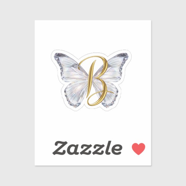 Elegant Floral Butterfly Letter B - Artistic Monog Sticker (Sheet)