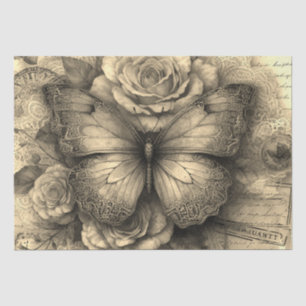 Elegant Floral Butterfly Photo Style Vintage Tissue Paper