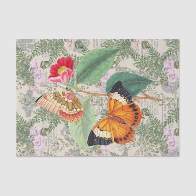 Elegant Floral Butterfly Tissue Paper (Front)