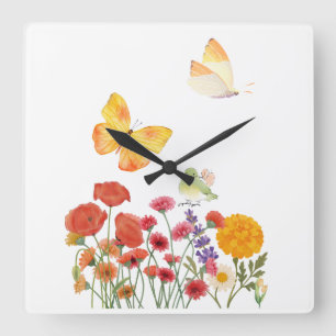 Elegant Floral & Butterfly Wall Clock – Beautiful