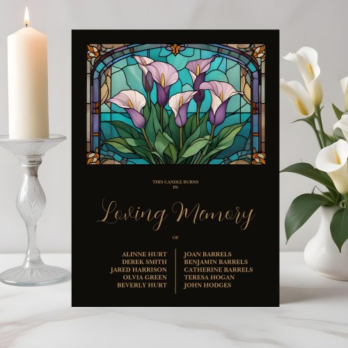 Elegant Floral Calla Stained Glass Effect Mauve Pedestal Sign