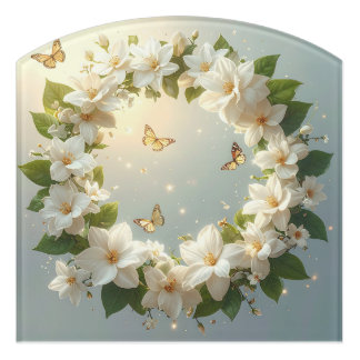 Elegant Floral Calm Art –Garden & Outdoor Décor Door Sign