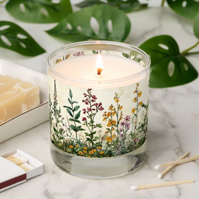 Elegant Floral Candle | Decorative Scented Candle  (Lit)