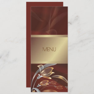 Elegant Floral Caoba Gold Menu Cards