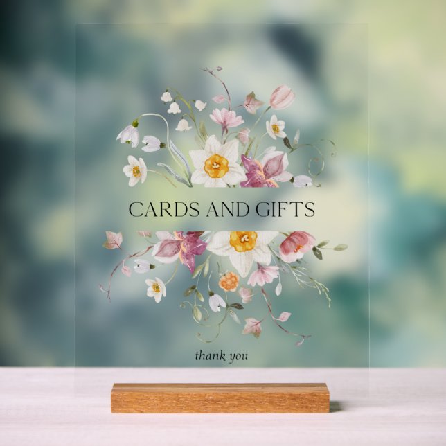 Elegant Floral Cards and Gifts Sign (Neutral)