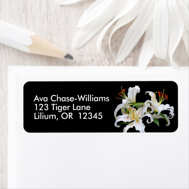 Elegant Floral Casablanca White Oriental Lilies Label (Insitu)