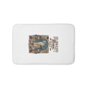 Elegant Floral Cat Cat Art Nouveau Vintage Vector Bath Mat