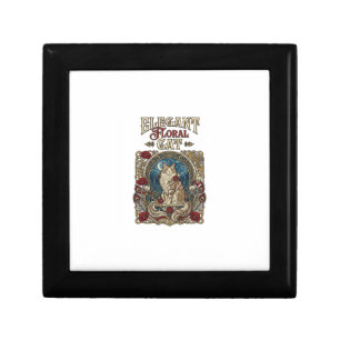 Elegant Floral Cat Cat Art Nouveau Vintage Vector Gift Box