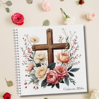 Elegant Floral Catholic Cross Personalized