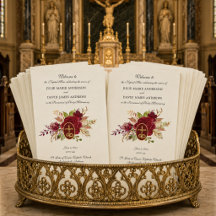 Elegant Floral Catholic Latin Mass Wedding Program